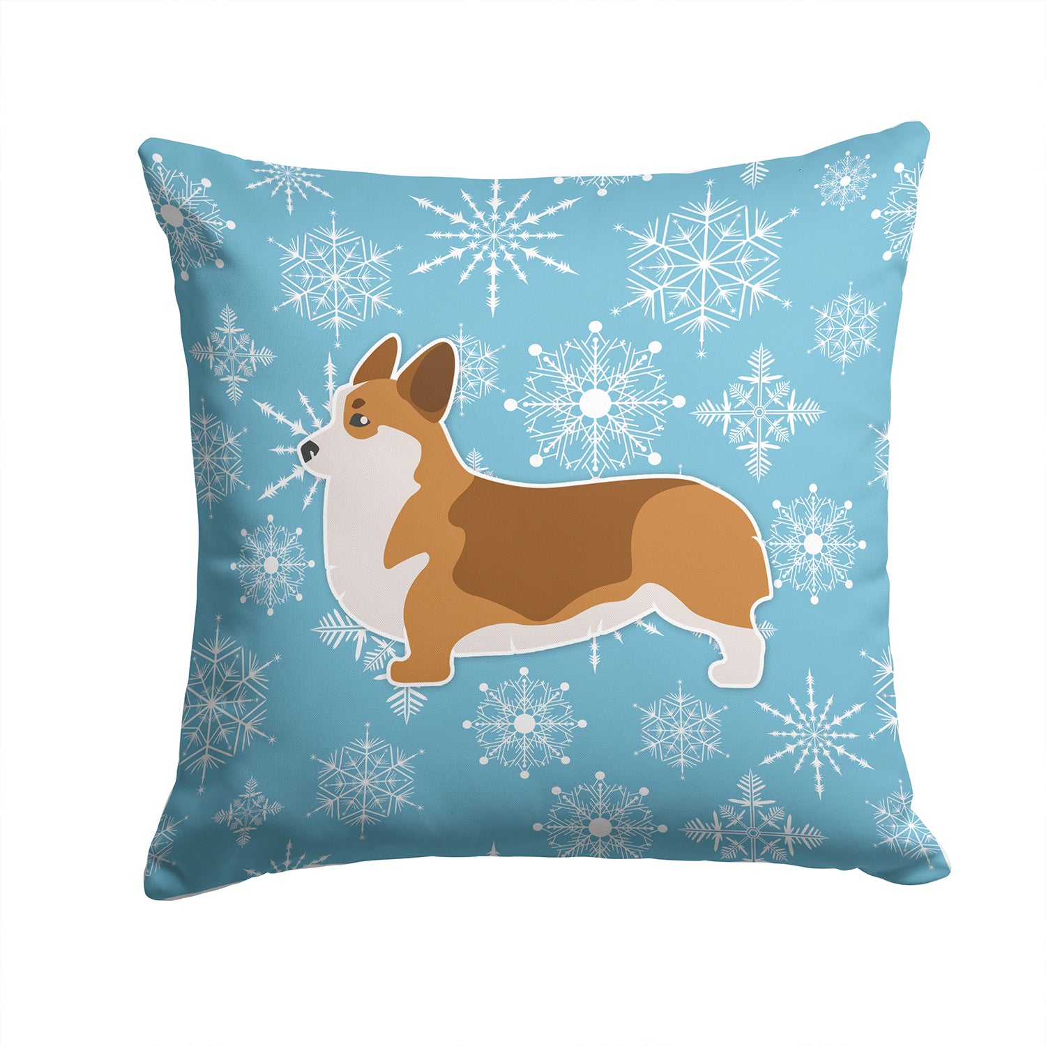 Winter Snowflake Corgi Fabric Decorative Pillow BB3520PW1414 - the-store.com