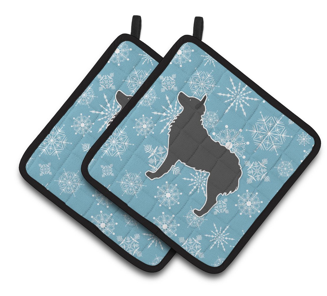 Winter Snowflake Croatian Sheepdog Pair of Pot Holders BB3521PTHD by Caroline&#39;s Treasures