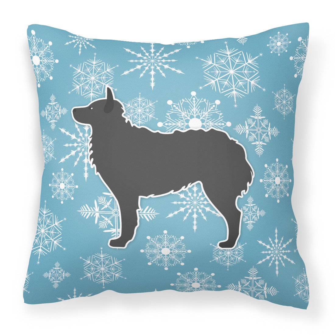Winter Snowflake Croatian Sheepdog Fabric Decorative Pillow BB3521PW1818 by Caroline&#39;s Treasures