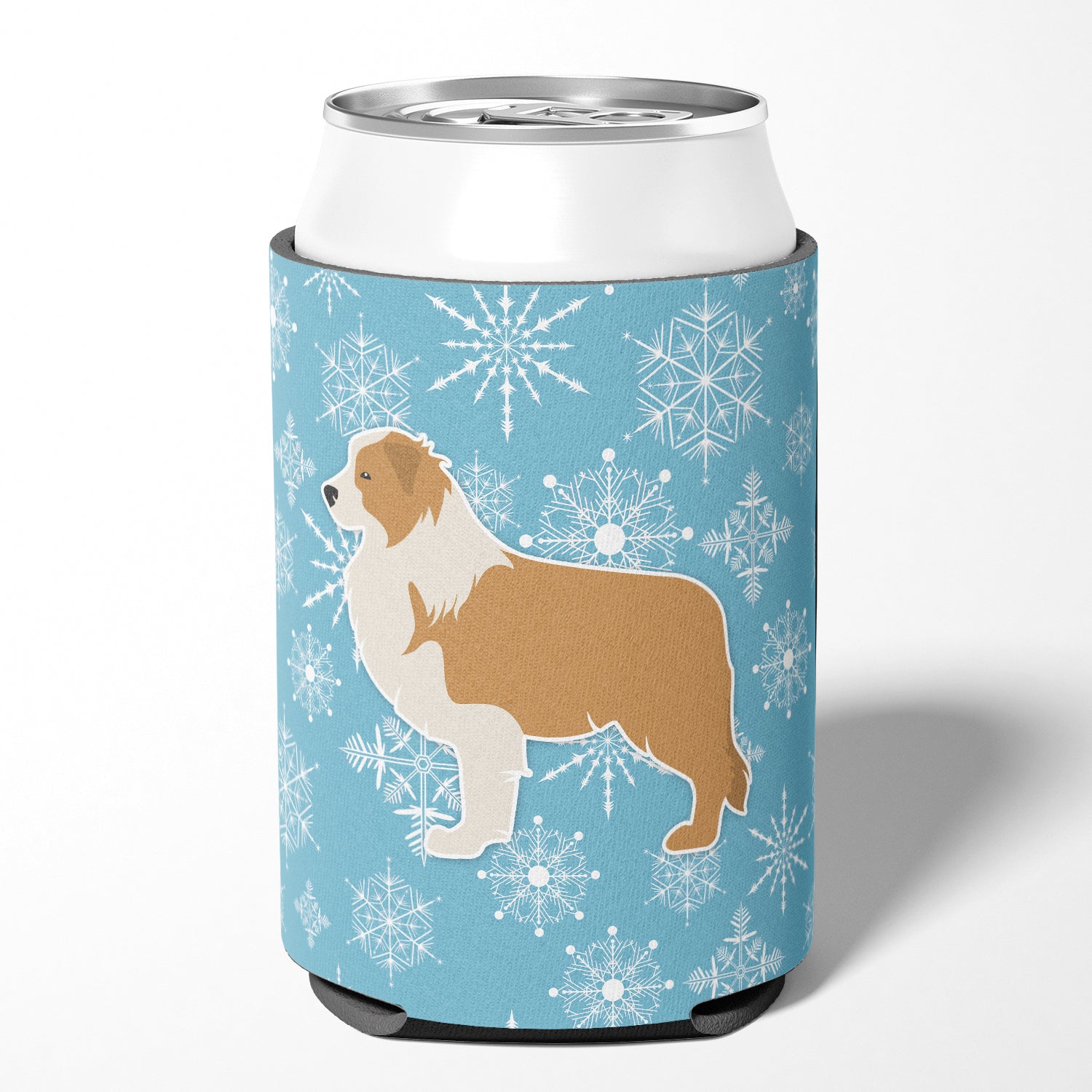 Winter Snowflake Red Border Collie Can or Bottle Hugger BB3522CC