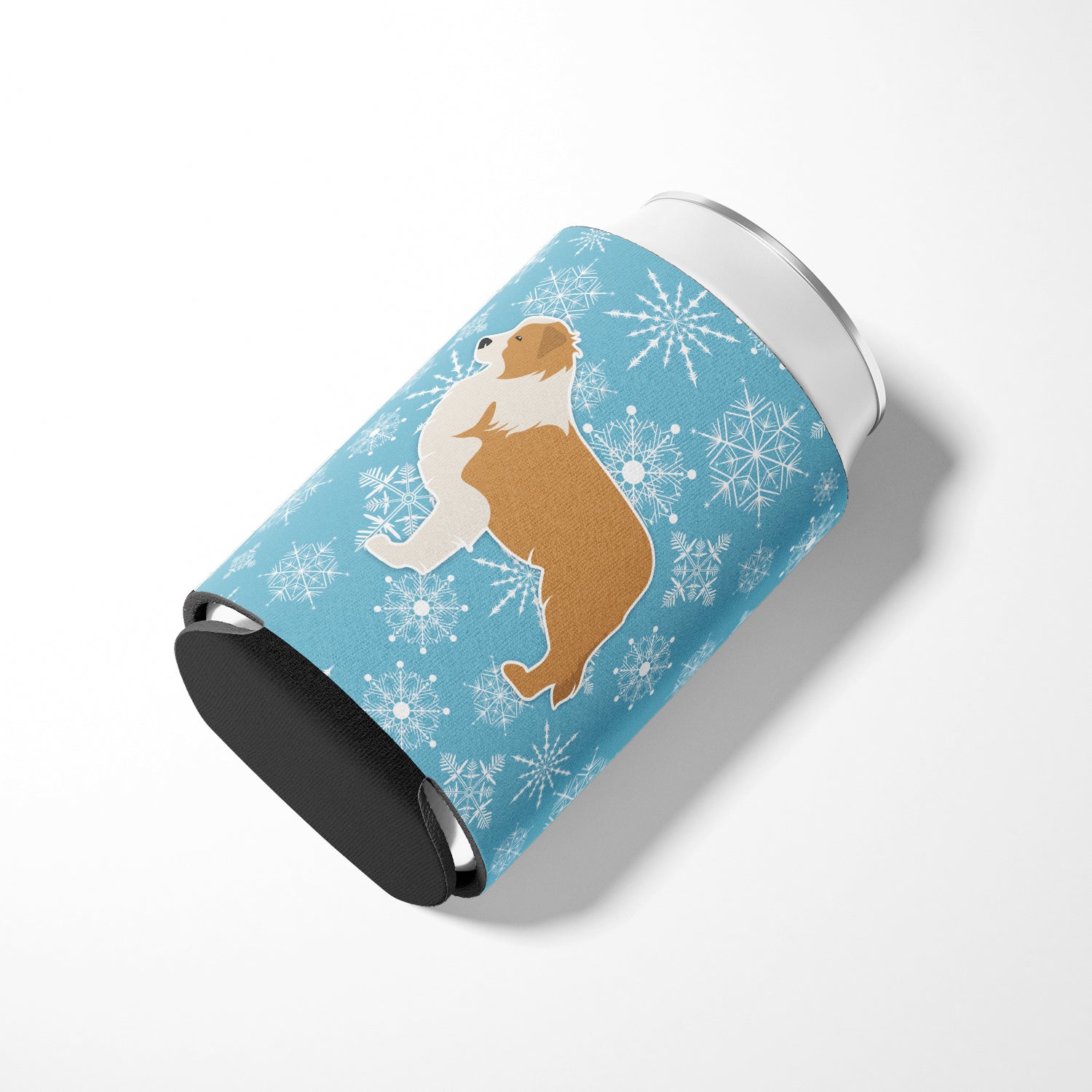 Winter Snowflake Red Border Collie Can or Bottle Hugger BB3522CC  the-store.com.
