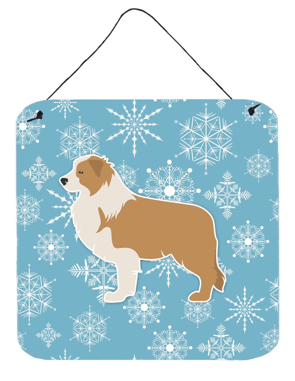 Winter Snowflake Red Border Collie Wall or Door Hanging Prints BB3522DS66 by Caroline's Treasures