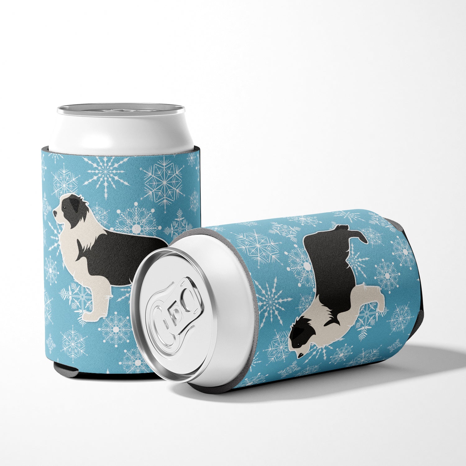 Winter Snowflake Black Border Collie Can or Bottle Hugger BB3523CC  the-store.com.