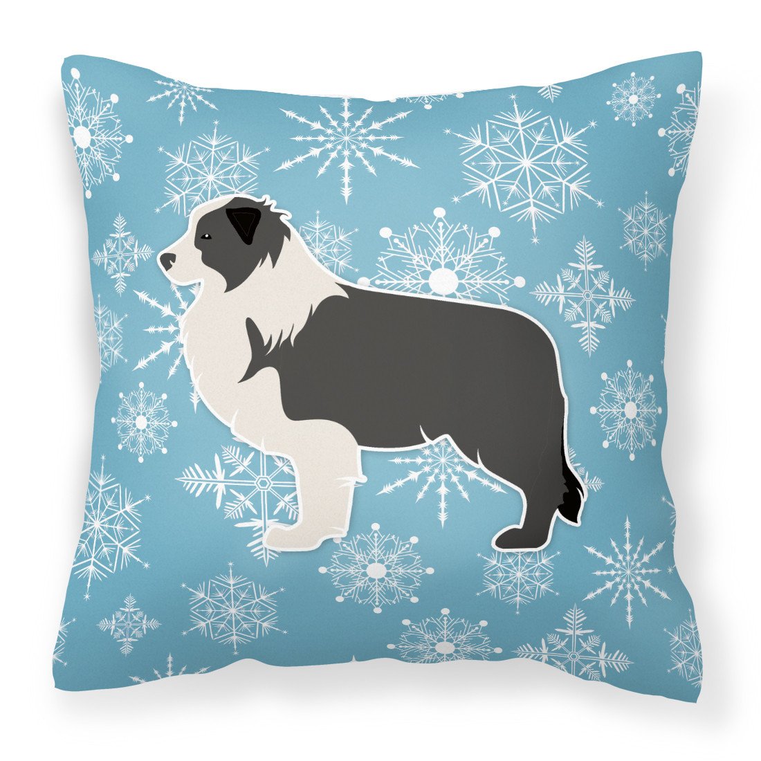 Winter Snowflake Black Border Collie Fabric Decorative Pillow BB3523PW1818 by Caroline&#39;s Treasures