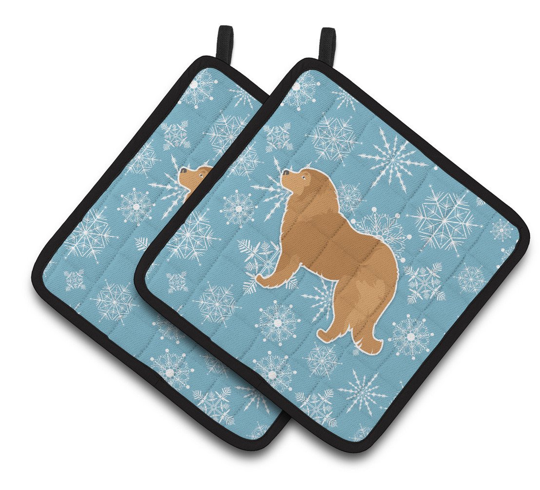 Winter Snowflake Caucasian Shepherd Dog Pair of Pot Holders BB3525PTHD by Caroline&#39;s Treasures