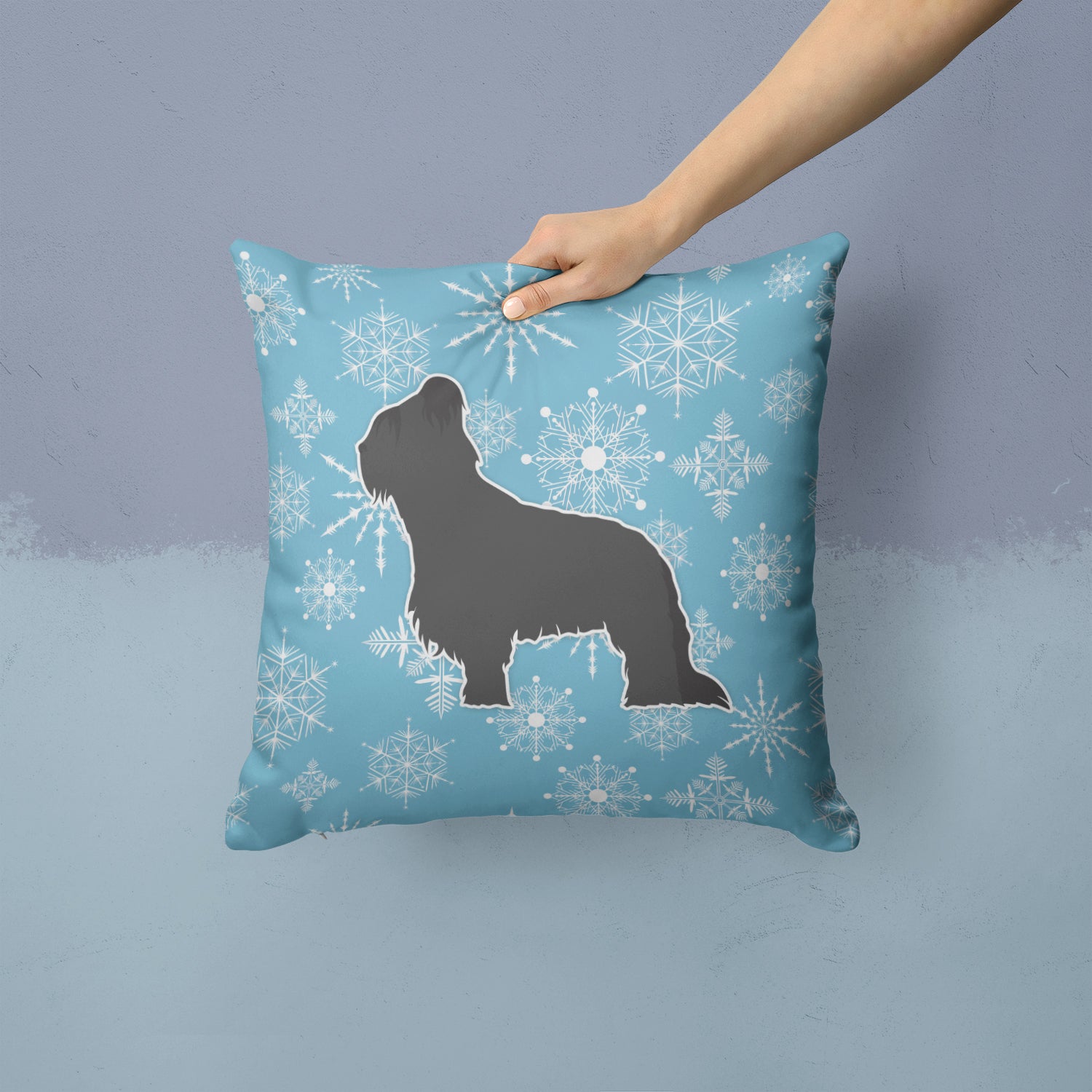 Winter Snowflake Briard Fabric Decorative Pillow BB3526PW1414 - the-store.com