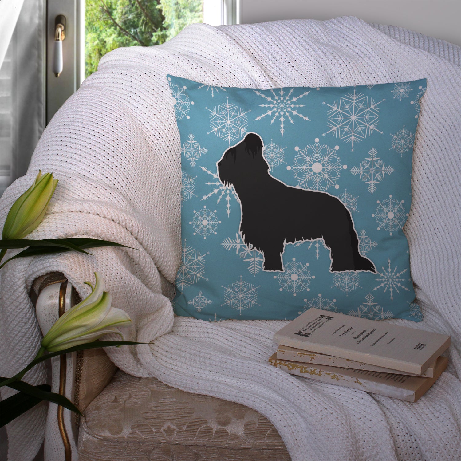Winter Snowflake Briard Fabric Decorative Pillow BB3526PW1414 - the-store.com