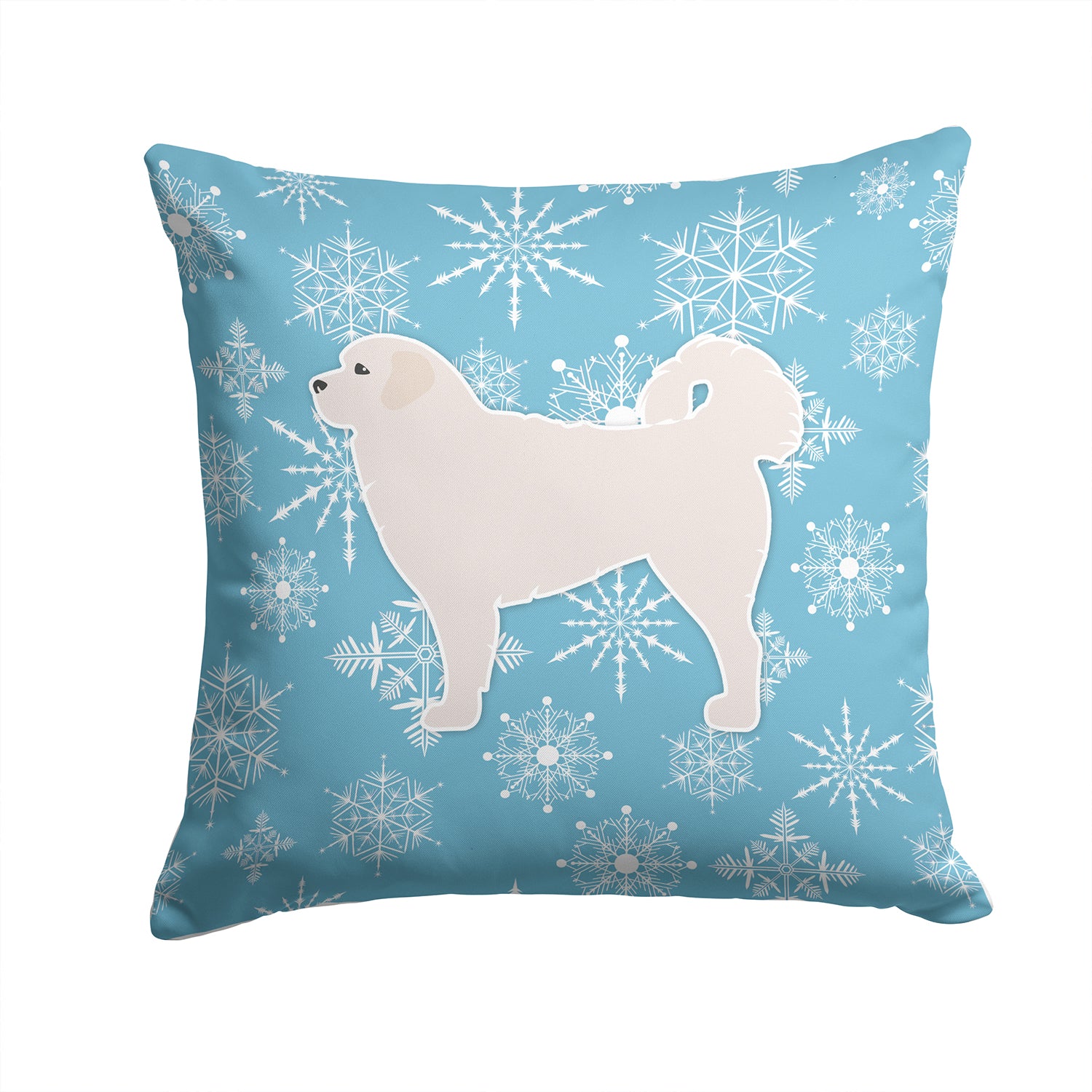 Winter Snowflake Polish Tatra Sheepdog Fabric Decorative Pillow BB3527PW1414 - the-store.com
