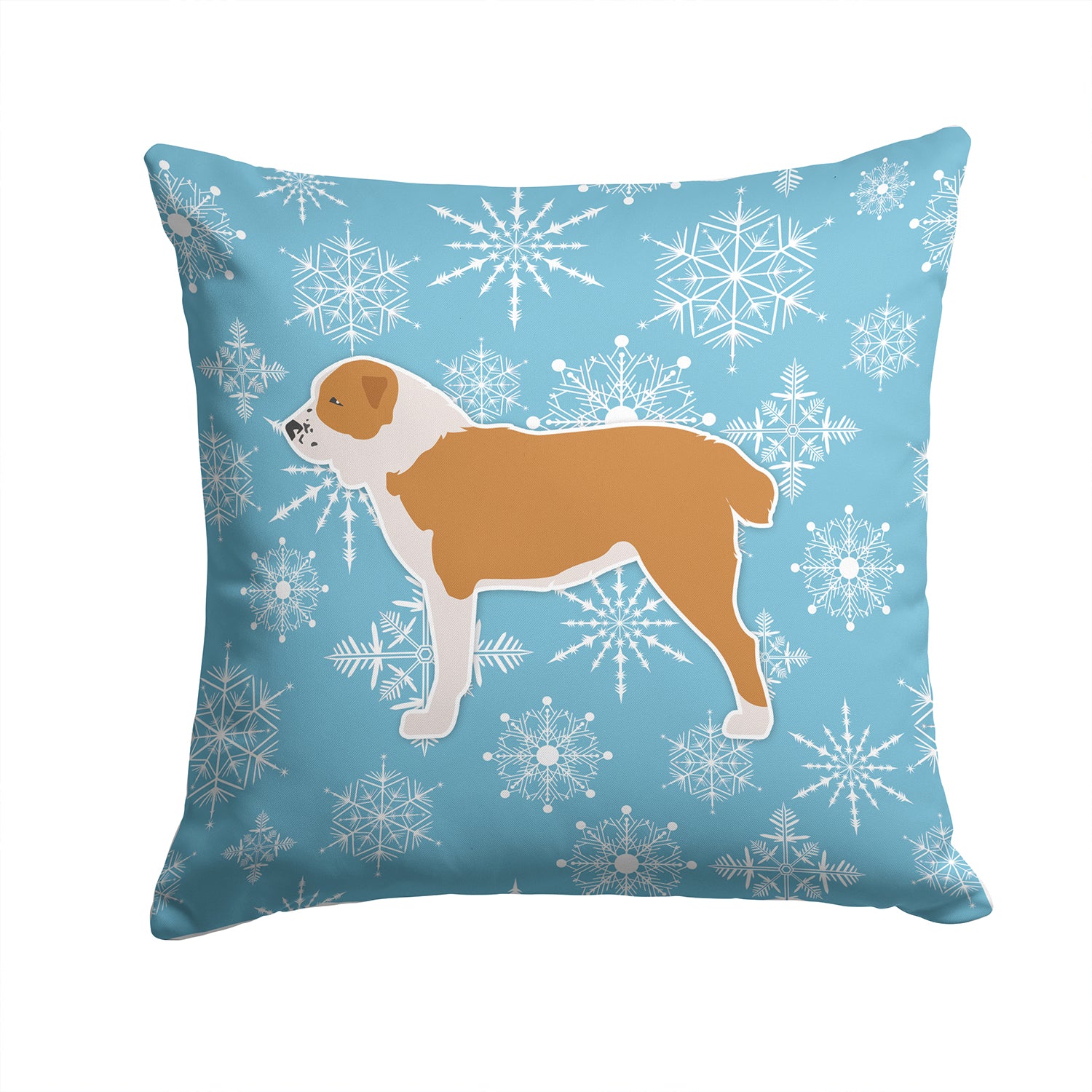 Winter Snowflake Central Asian Shepherd Dog Fabric Decorative Pillow BB3528PW1414 - the-store.com