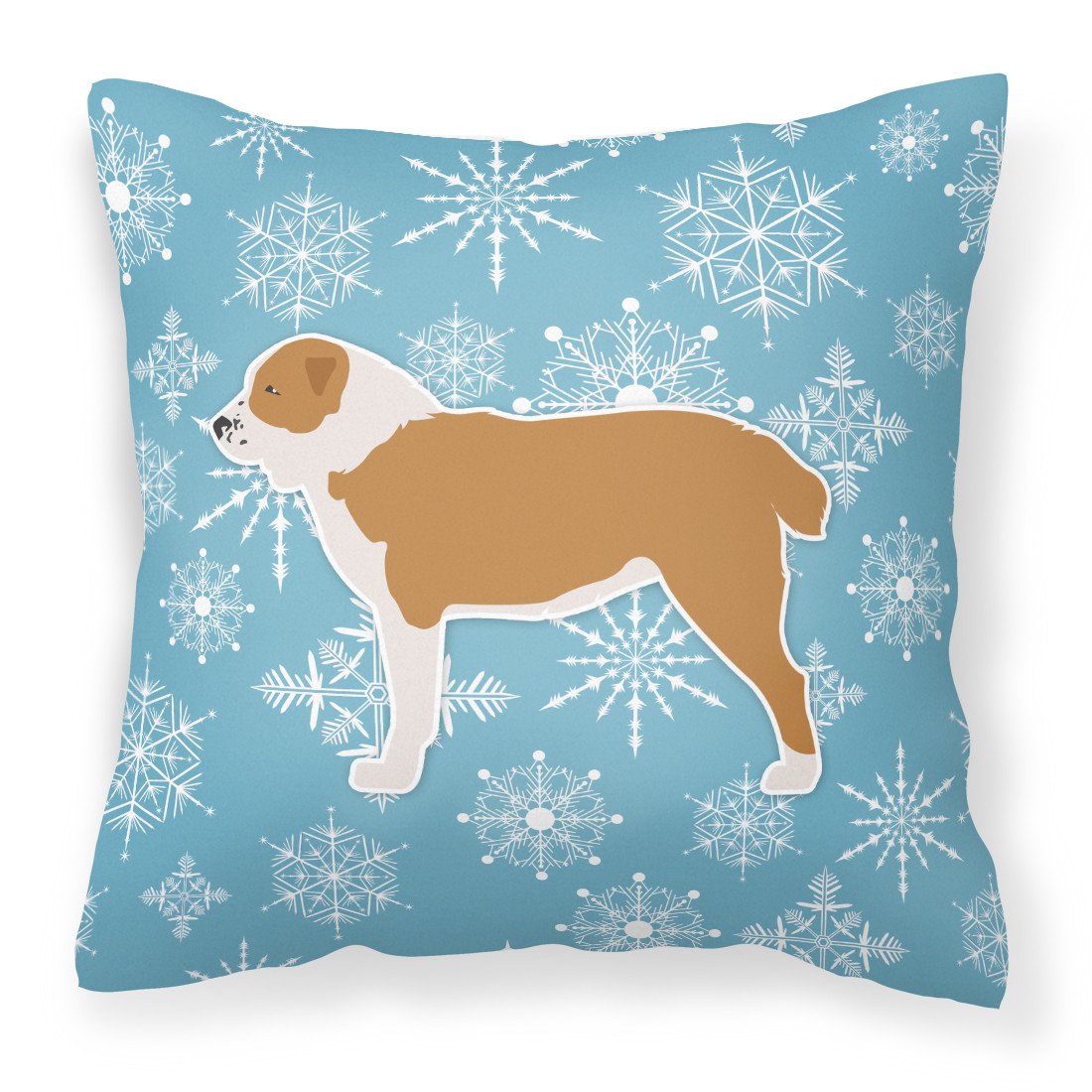 Winter Snowflake Central Asian Shepherd Dog Fabric Decorative Pillow BB3528PW1818 by Caroline&#39;s Treasures