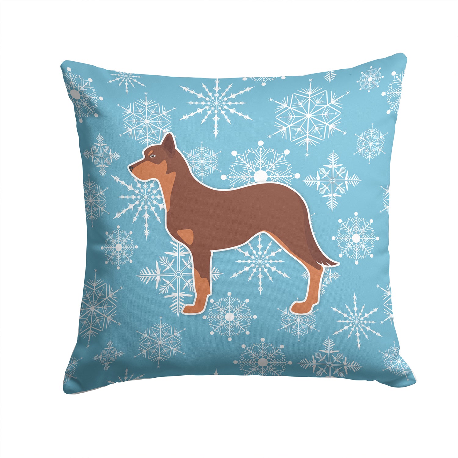 Winter Snowflake Australian Kelpie Dog Fabric Decorative Pillow BB3529PW1414 - the-store.com