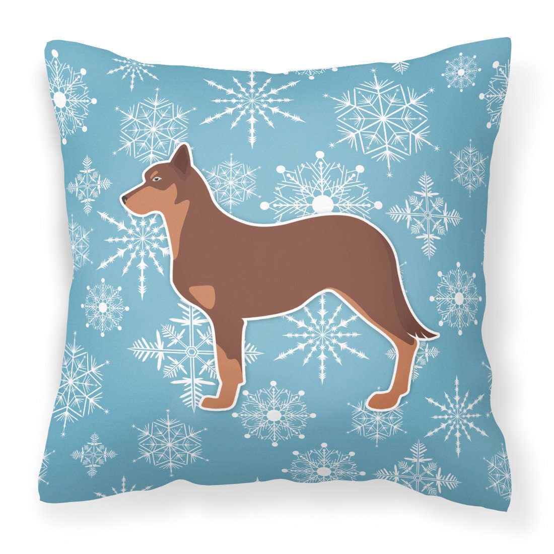 Winter Snowflake Australian Kelpie Dog Fabric Decorative Pillow BB3529PW1818 by Caroline&#39;s Treasures