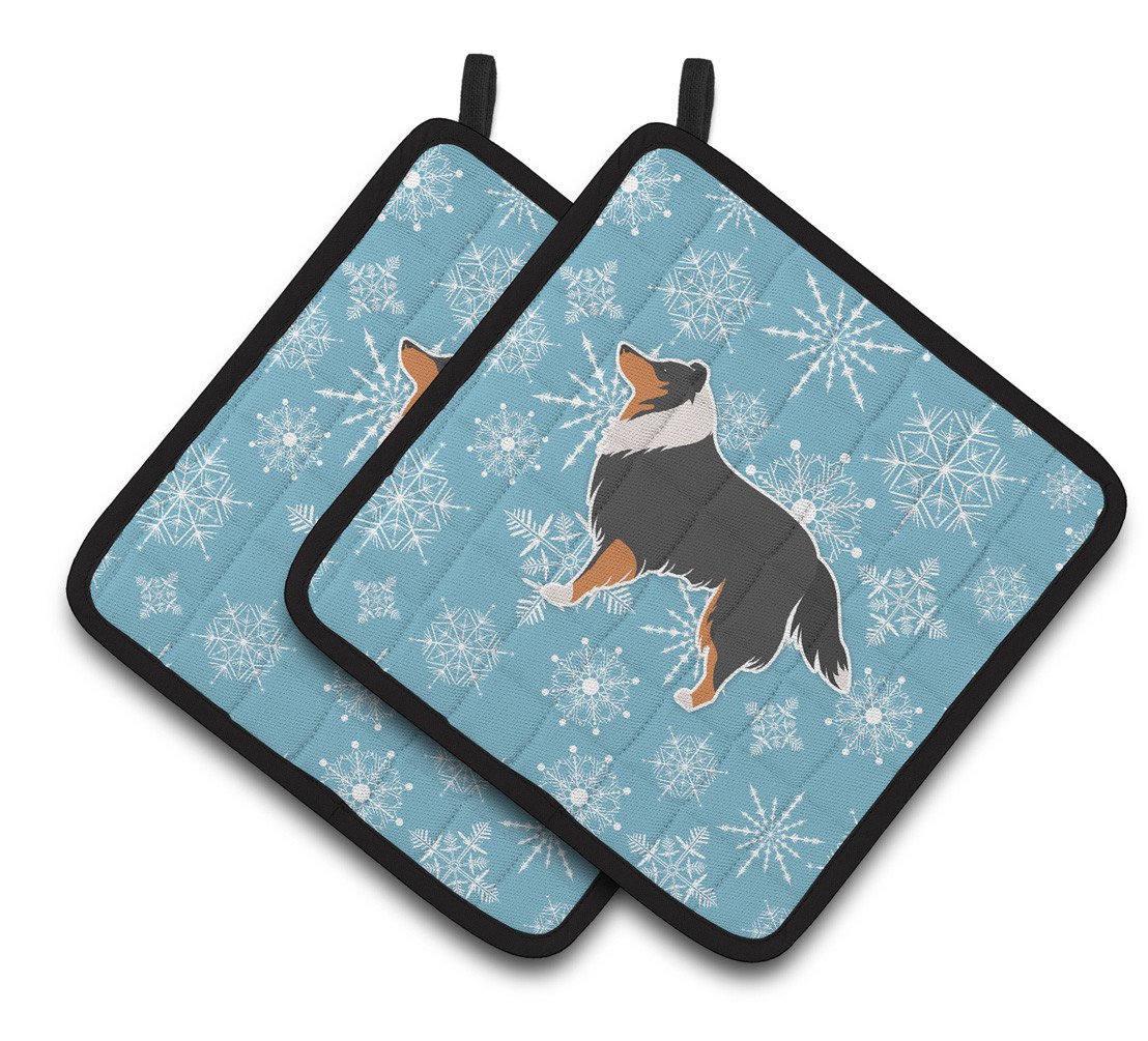 Winter Snowflake Sheltie/Shetland Sheepdog Pair of Pot Holders BB3530PTHD by Caroline&#39;s Treasures
