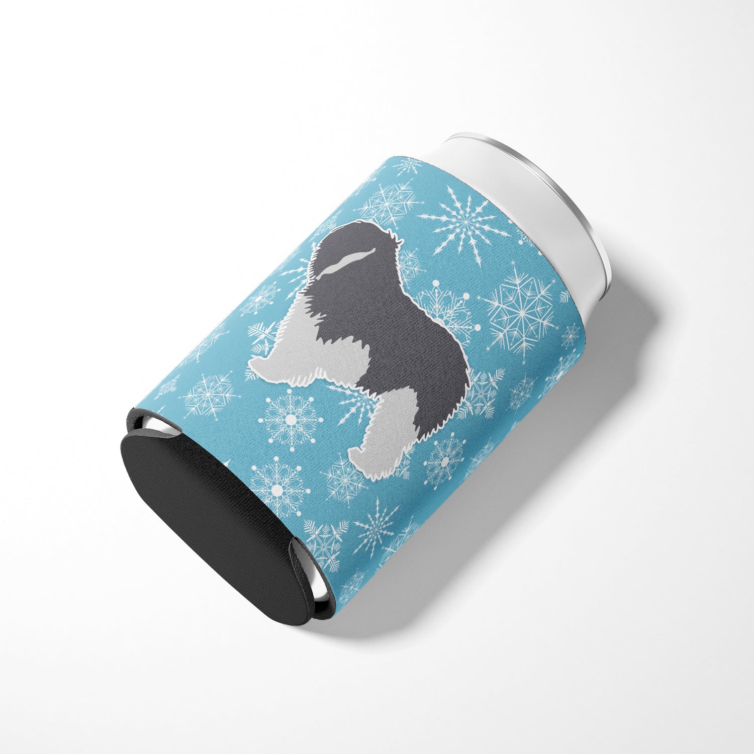 Winter Snowflake Polish Lowland Sheepdog Dog Can or Bottle Hugger BB3532CC