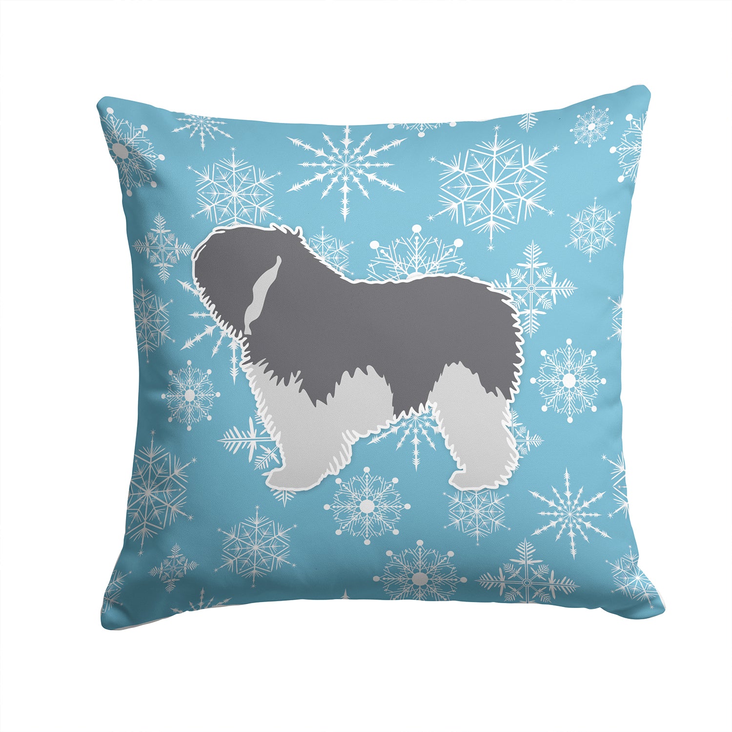 Winter Snowflake Polish Lowland Sheepdog Dog Fabric Decorative Pillow BB3532PW1414 - the-store.com