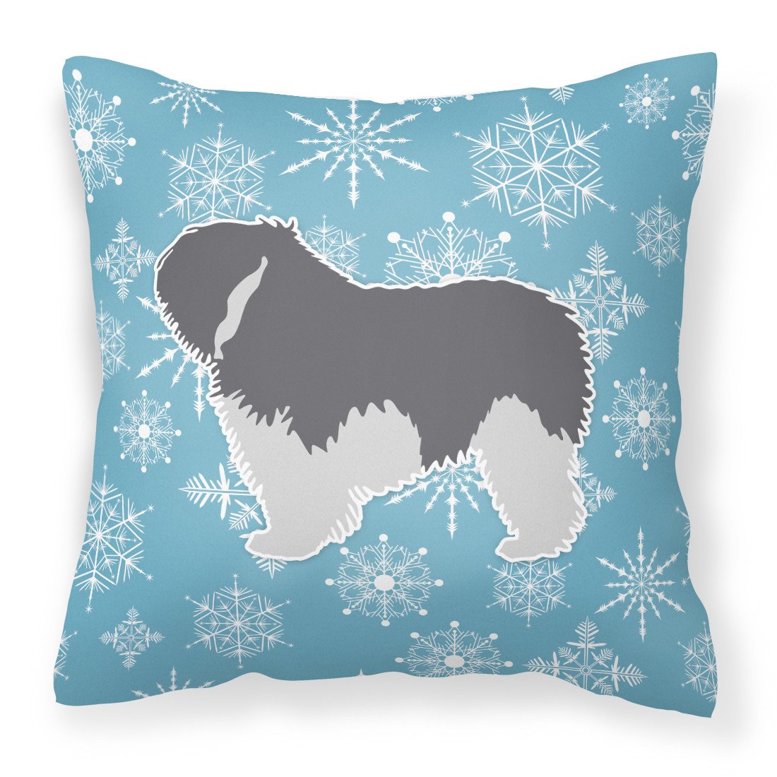 Winter Snowflake Polish Lowland Sheepdog Dog Fabric Decorative Pillow BB3532PW1818 by Caroline's Treasures