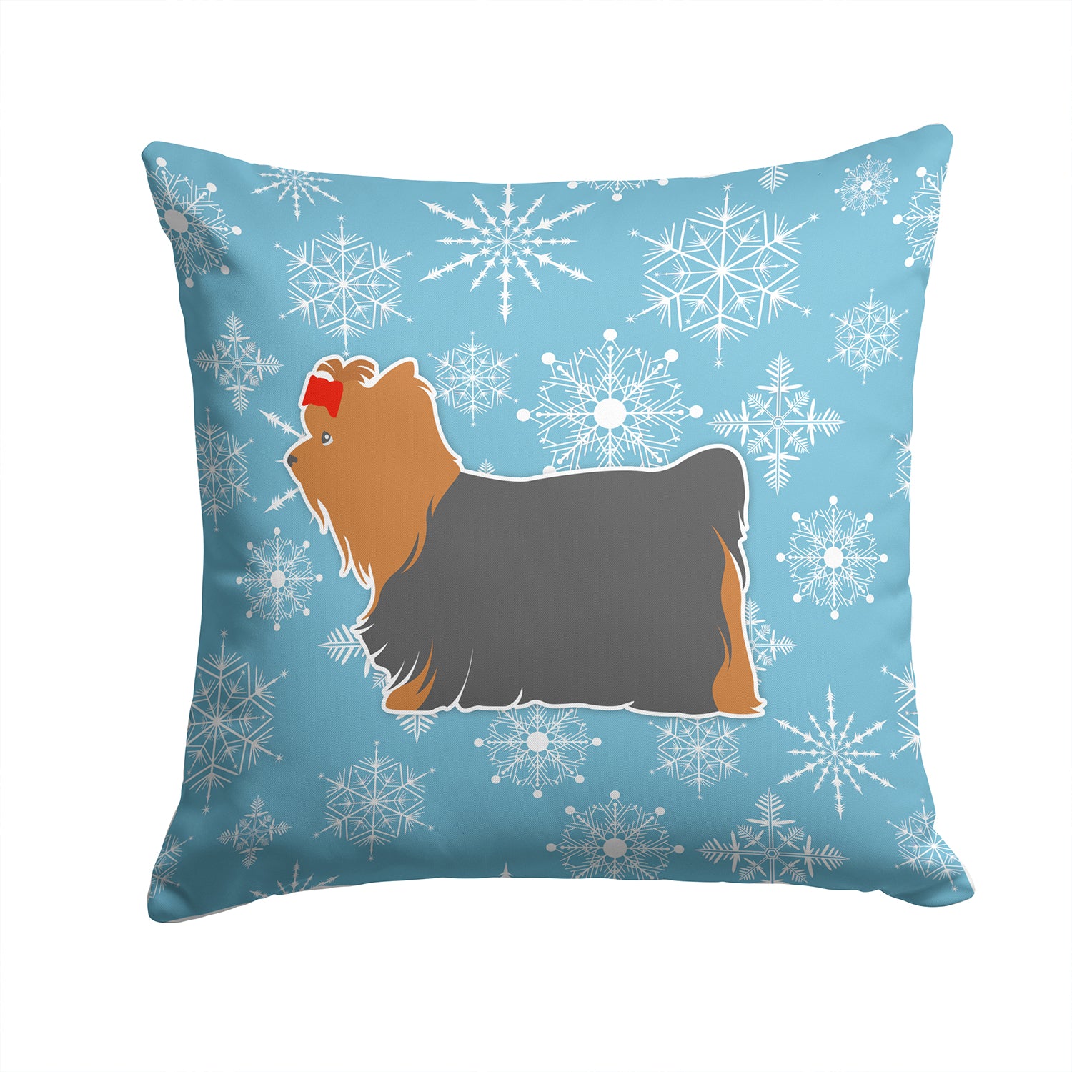 Winter Snowflake Yorkshire Terrier Yorkie Fabric Decorative Pillow BB3534PW1414 - the-store.com