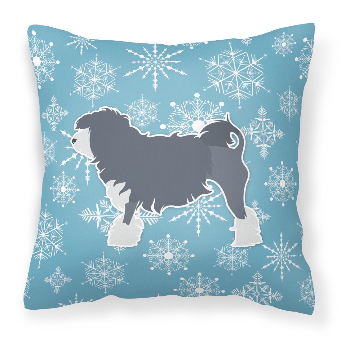 Winter Snowflake Lowchen Fabric Decorative Pillow BB3535PW1818 by Caroline&#39;s Treasures