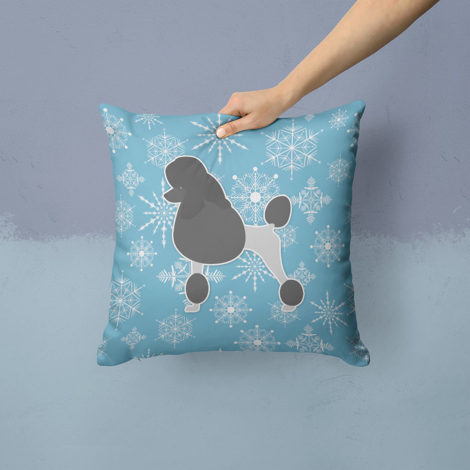 Winter Snowflake Poodle Fabric Decorative Pillow BB3539PW1414 - the-store.com