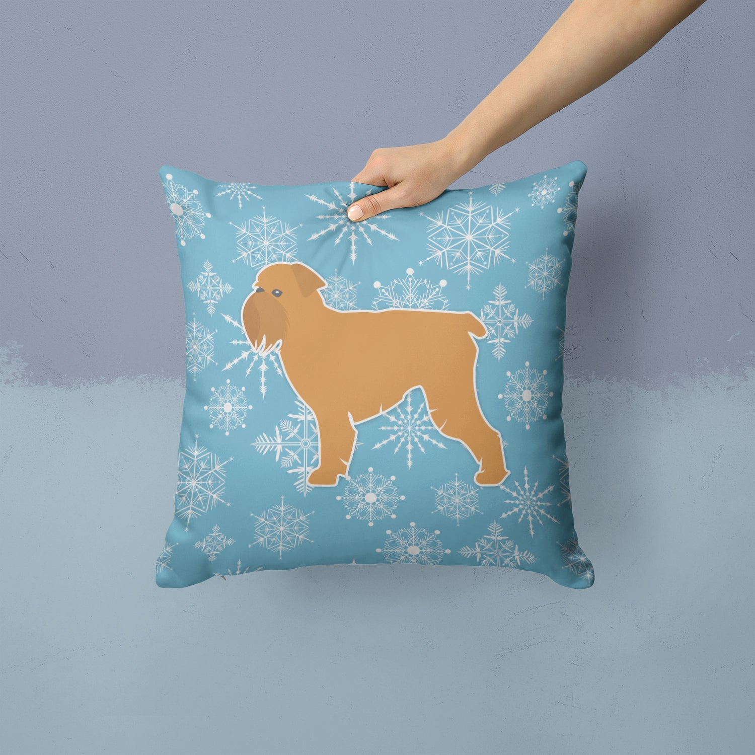 Winter Snowflake Brussels Griffon Fabric Decorative Pillow BB3540PW1414 - the-store.com