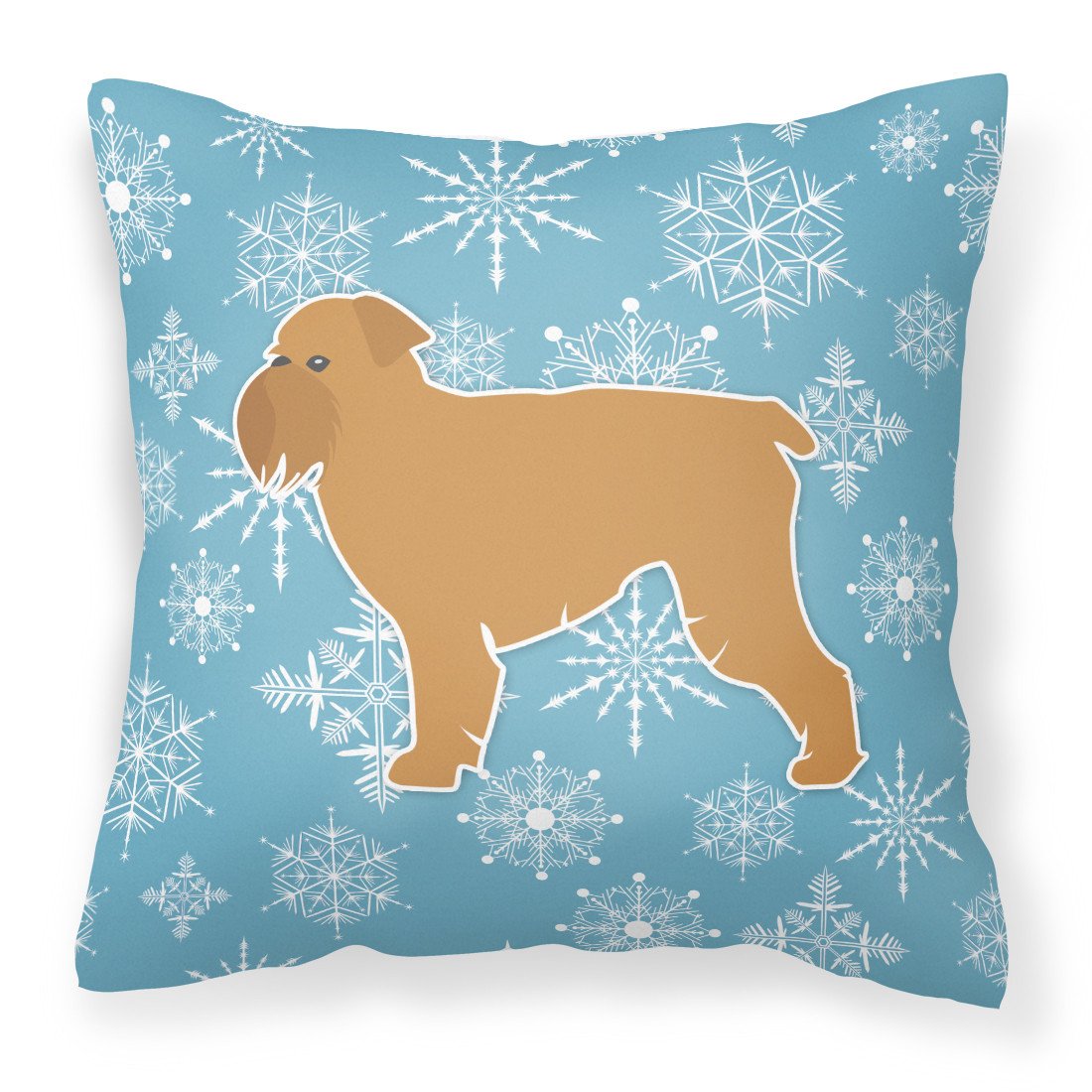 Winter Snowflake Brussels Griffon Fabric Decorative Pillow BB3540PW1818 by Caroline&#39;s Treasures