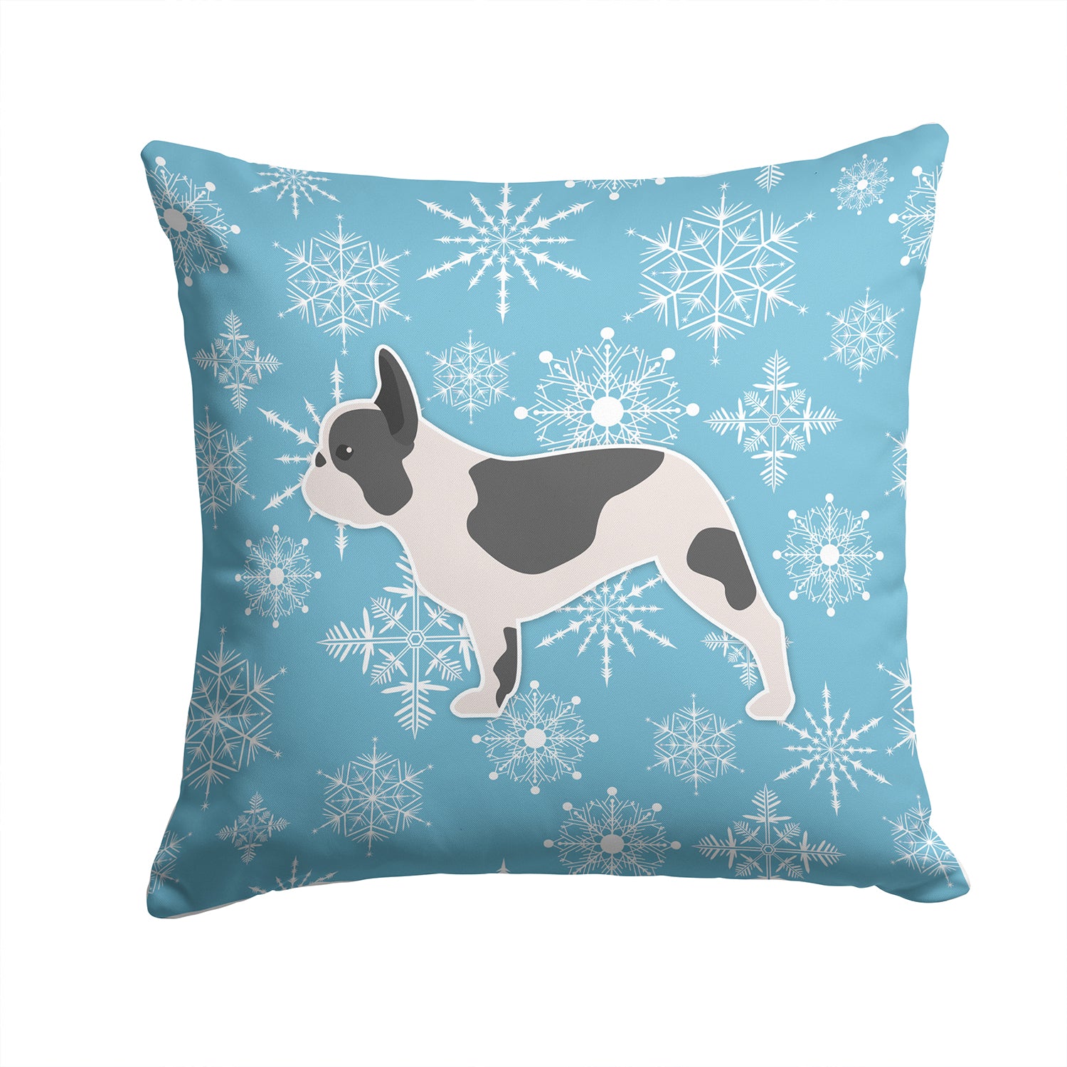 Winter Snowflake French Bulldog Fabric Decorative Pillow BB3541PW1414 - the-store.com