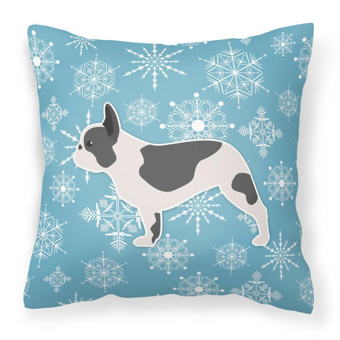 Winter Snowflake French Bulldog Fabric Decorative Pillow BB3541PW1818 by Caroline&#39;s Treasures