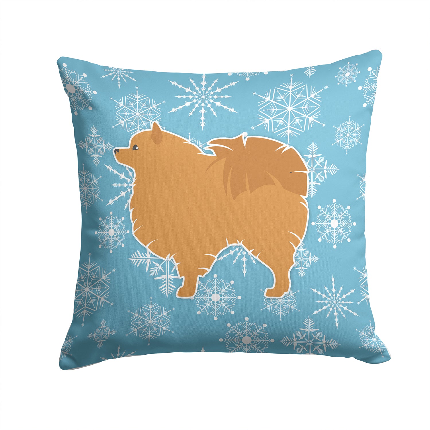 Winter Snowflake Pomeranian Fabric Decorative Pillow BB3542PW1414 - the-store.com