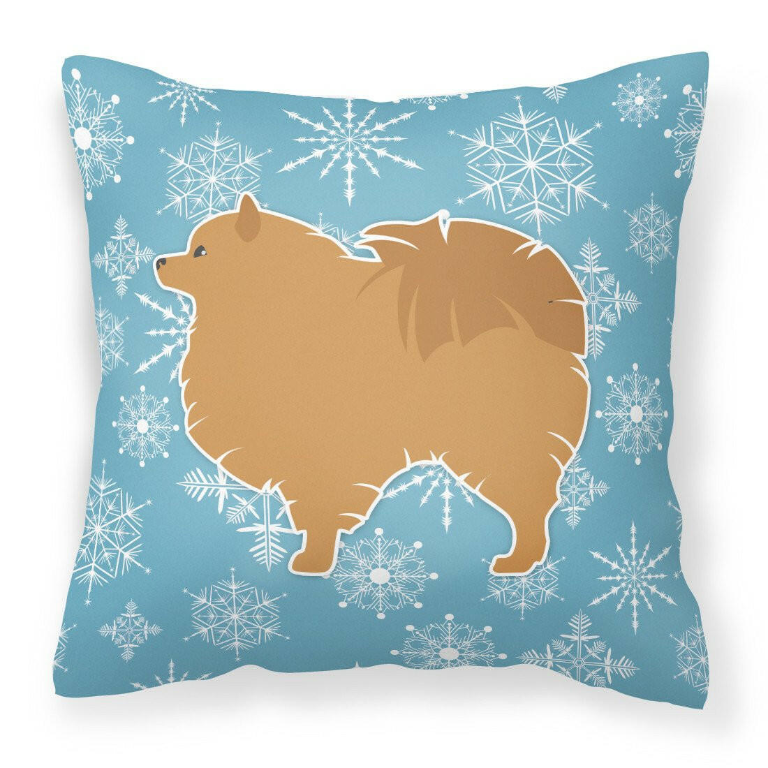 Winter Snowflake Pomeranian Fabric Decorative Pillow BB3542PW1818 by Caroline's Treasures