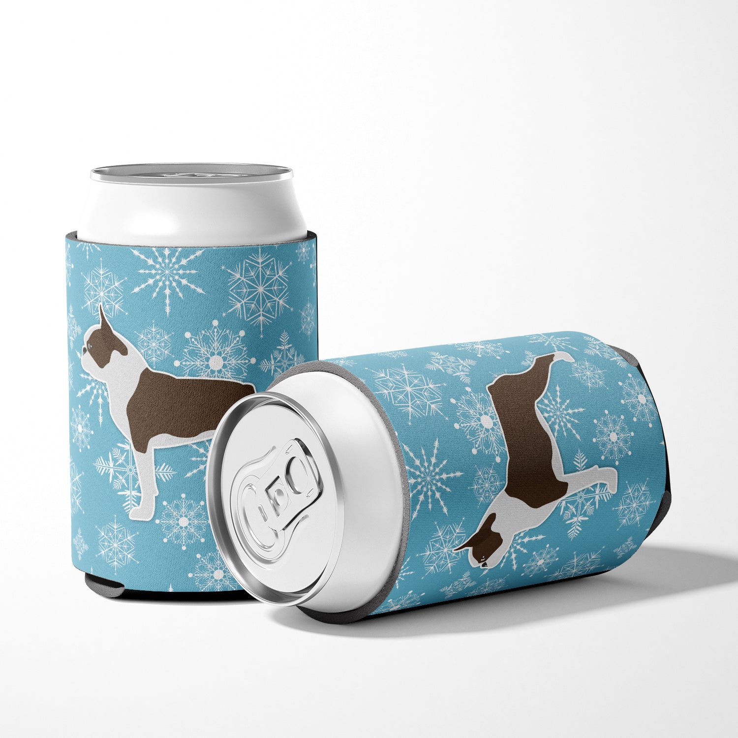 Winter Snowflake Boston Terrier Can or Bottle Hugger BB3544CC