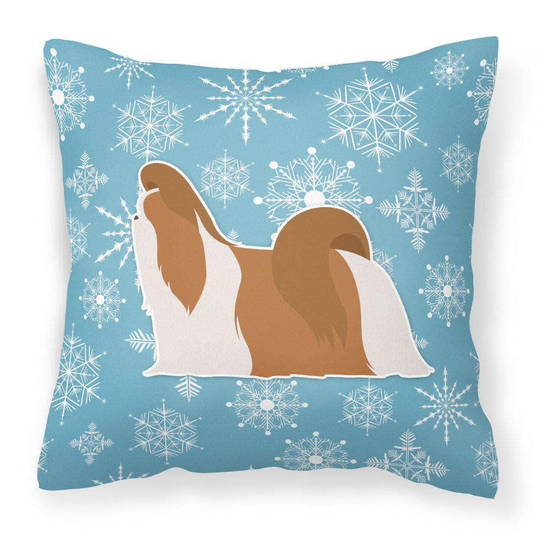 Winter Snowflake Shih Tzu Fabric Decorative Pillow BB3546PW1818 by Caroline&#39;s Treasures