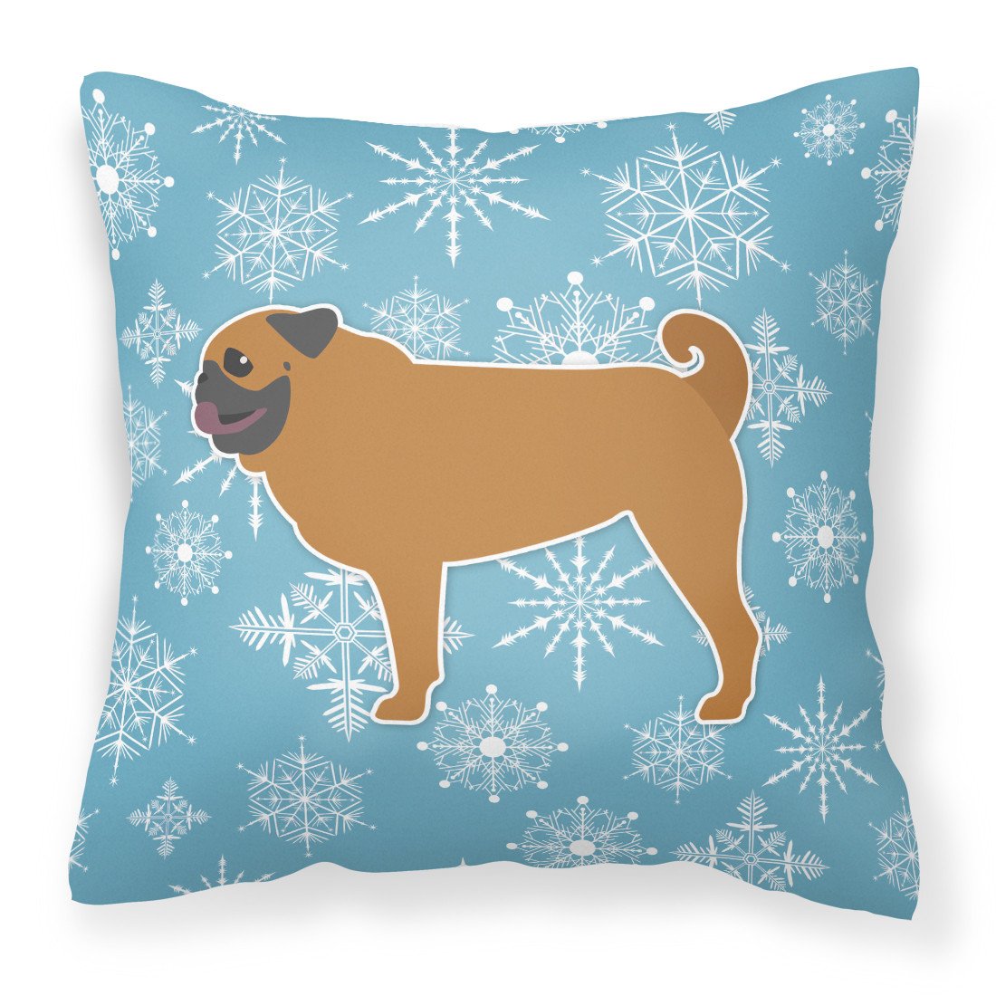 Winter Snowflake Pug Fabric Decorative Pillow BB3547PW1818 by Caroline's Treasures