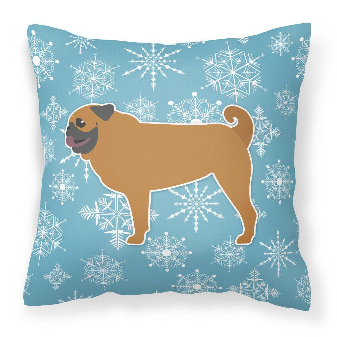 Winter Snowflake Pug Fabric Decorative Pillow BB3547PW1818 by Caroline&#39;s Treasures