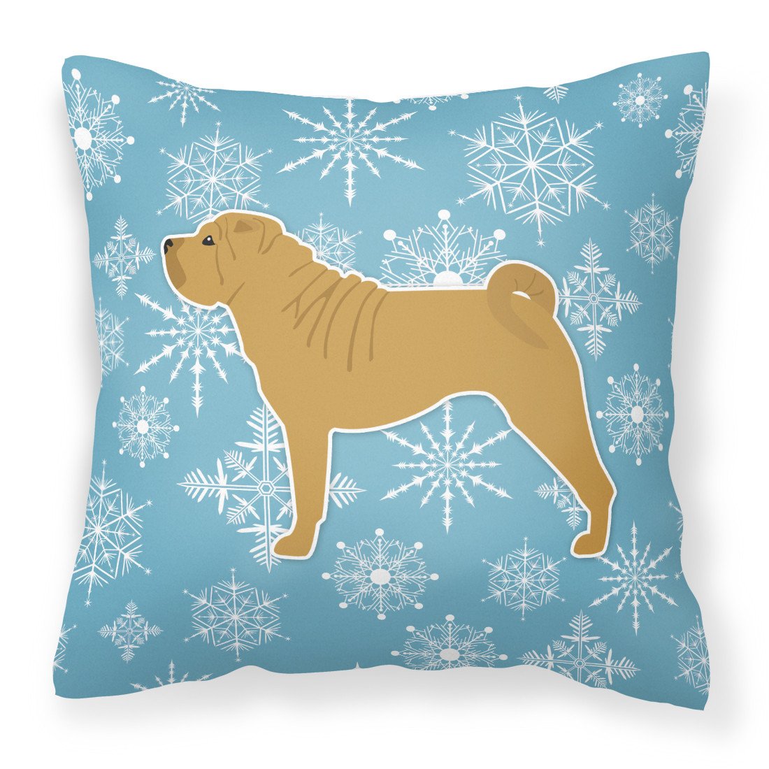 Winter Snowflake Shar Pei Merry Fabric Decorative Pillow BB3552PW1818 by Caroline&#39;s Treasures