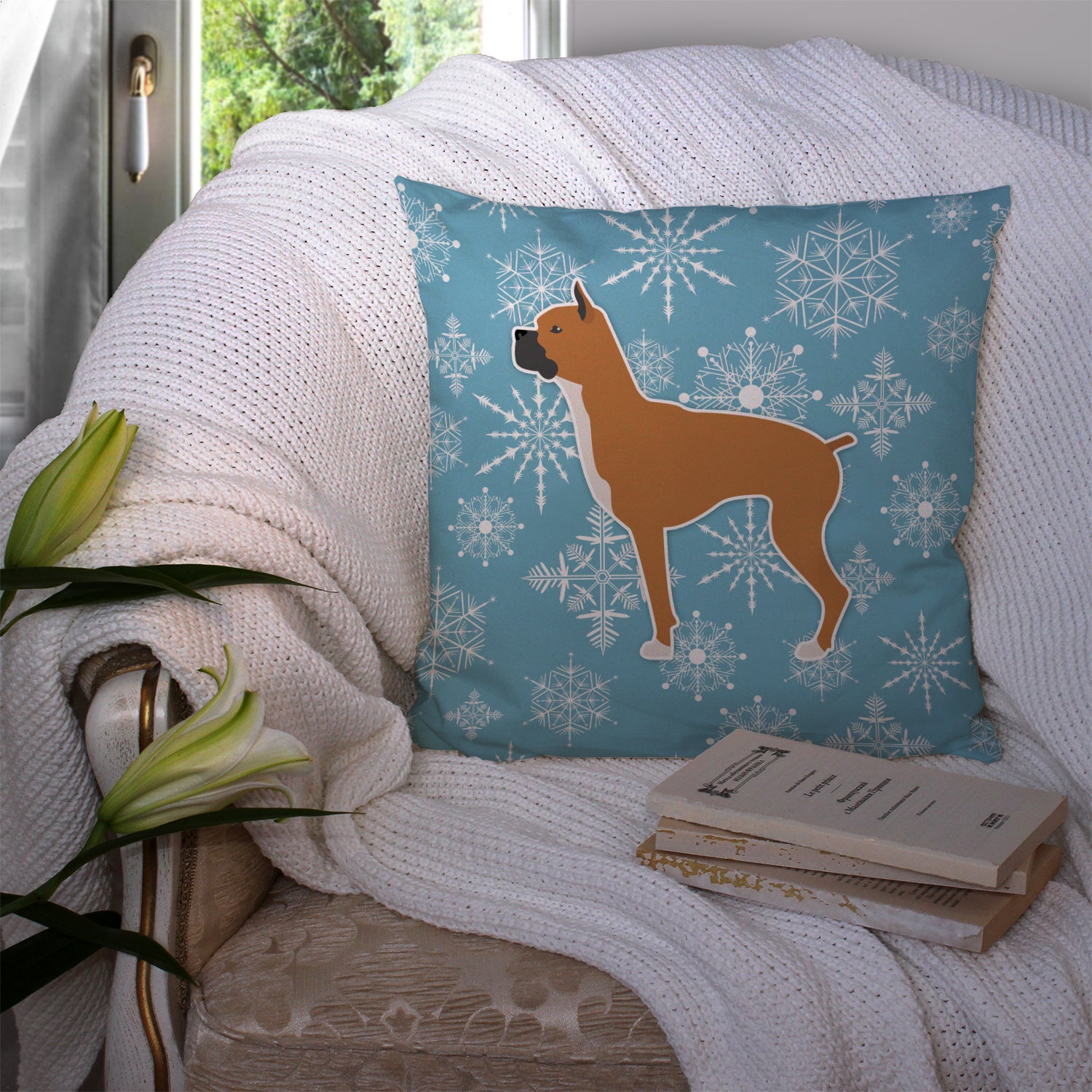 Winter Snowflake Boxer Fabric Decorative Pillow BB3553PW1414 - the-store.com