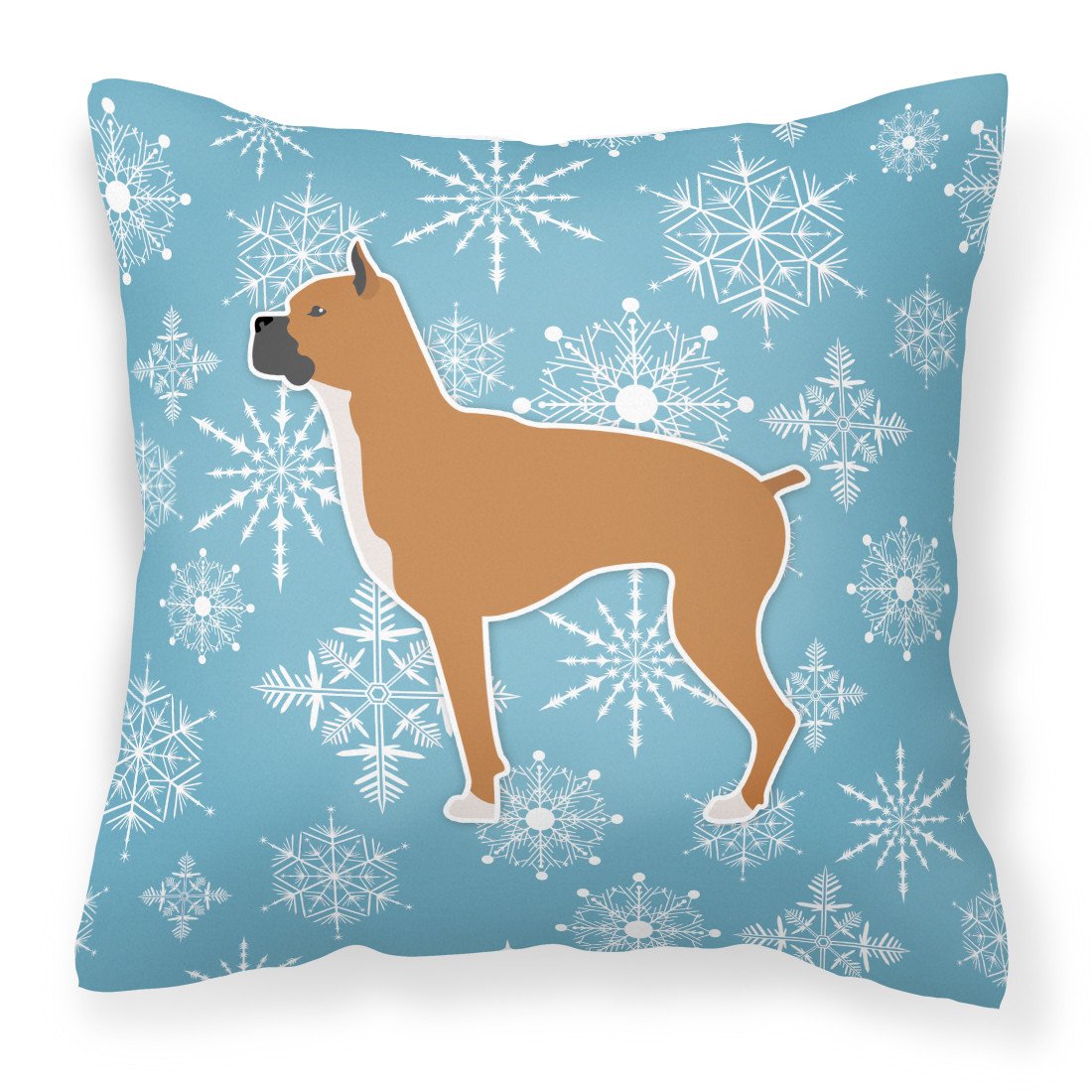 Winter Snowflake Boxer Fabric Decorative Pillow BB3553PW1818 by Caroline&#39;s Treasures
