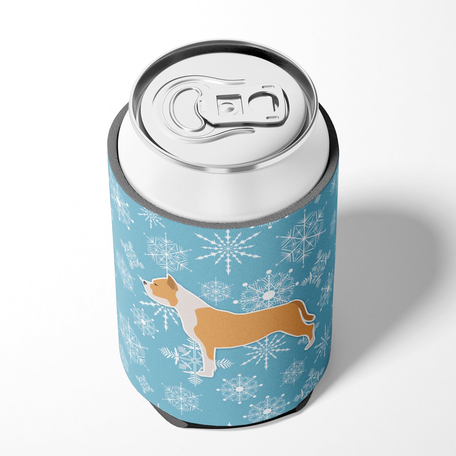 Winter Snowflake Staffordshire Bull Terrier Can or Bottle Hugger BB3554CC