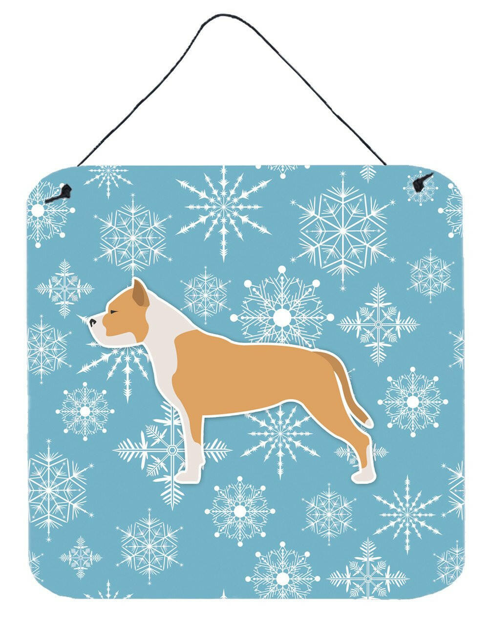 Winter Snowflake Staffordshire Bull Terrier Wall or Door Hanging Prints BB3554DS66 by Caroline&#39;s Treasures