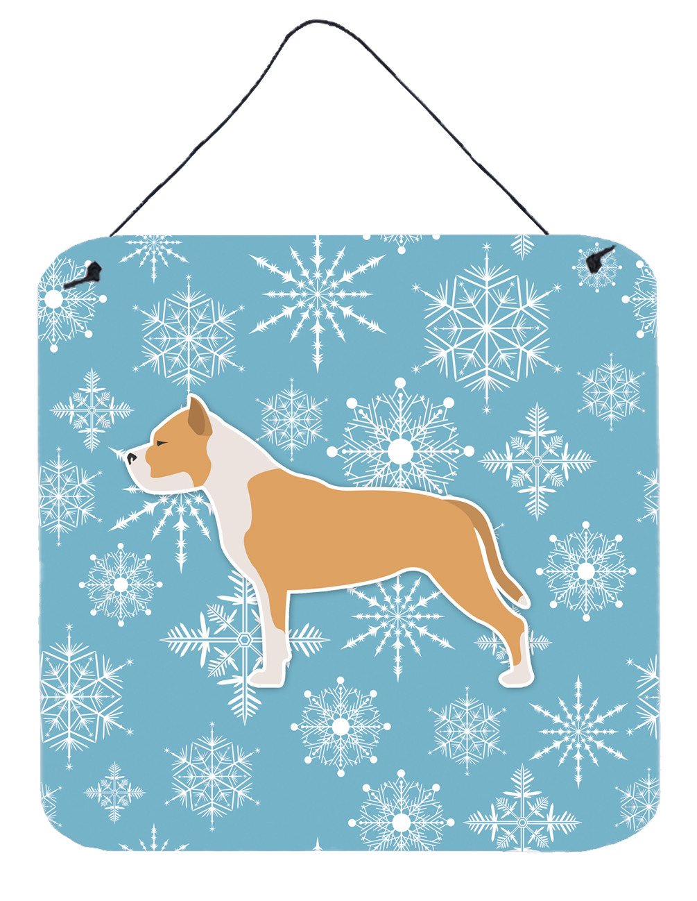 Winter Snowflake Staffordshire Bull Terrier Wall or Door Hanging Prints BB3554DS66 by Caroline's Treasures