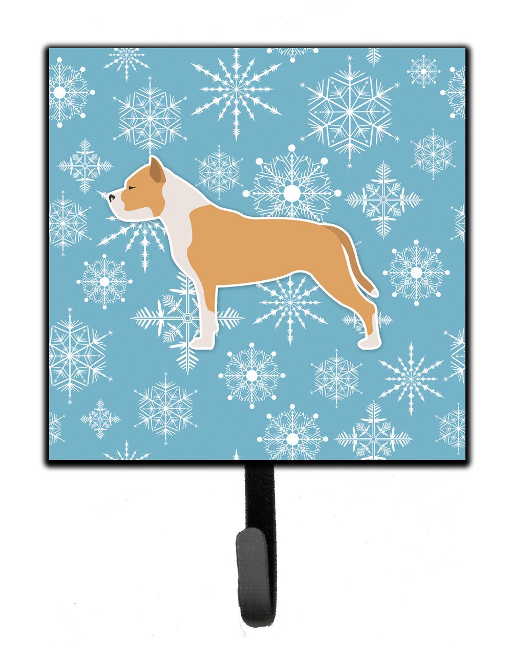Winter Snowflake Staffordshire Bull Terrier Leash or Key Holder BB3554SH4 by Caroline&#39;s Treasures