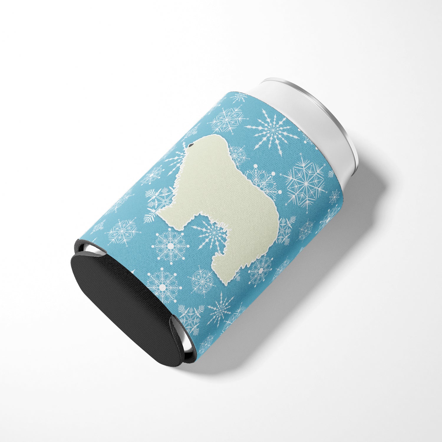 Winter Snowflake Komondor Can or Bottle Hugger BB3555CC