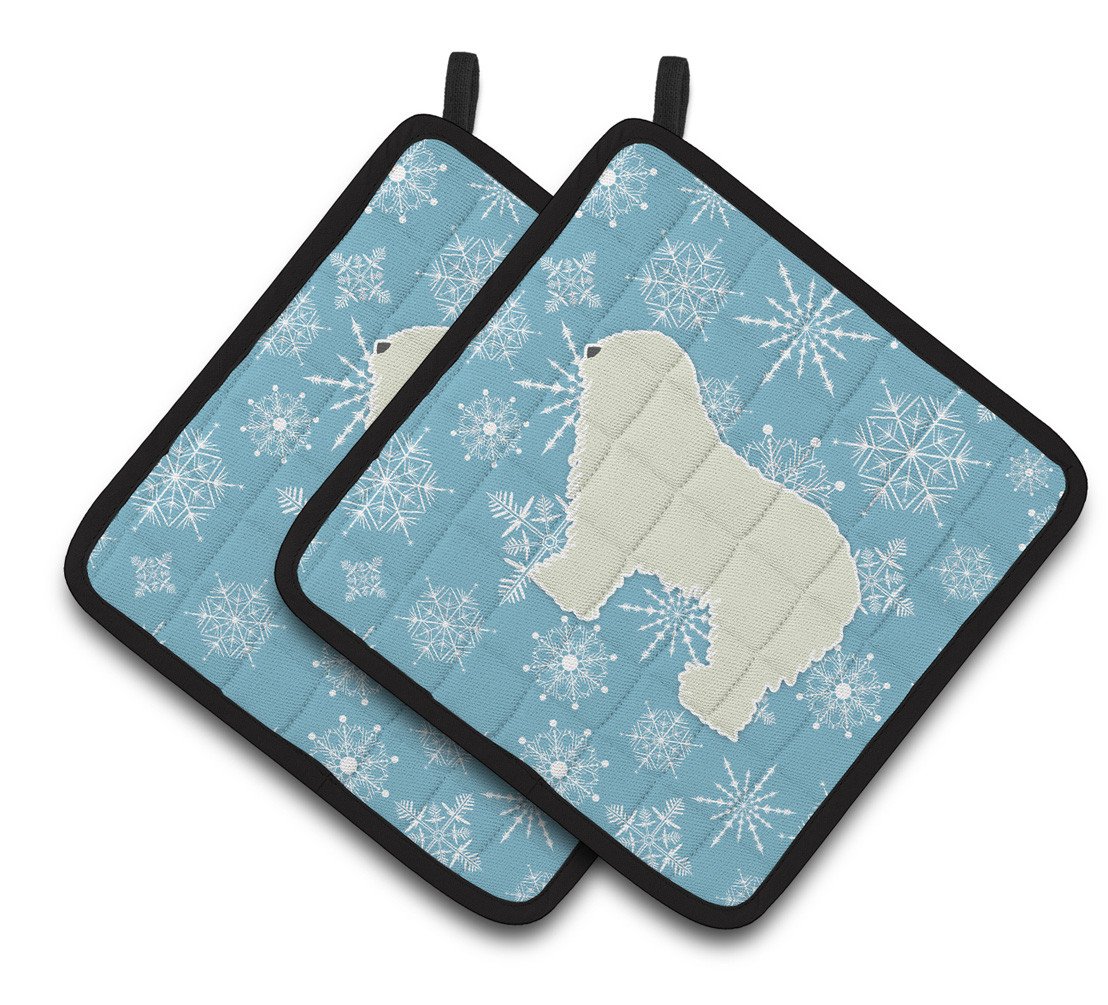 Winter Snowflake Komondor Pair of Pot Holders BB3555PTHD by Caroline&#39;s Treasures