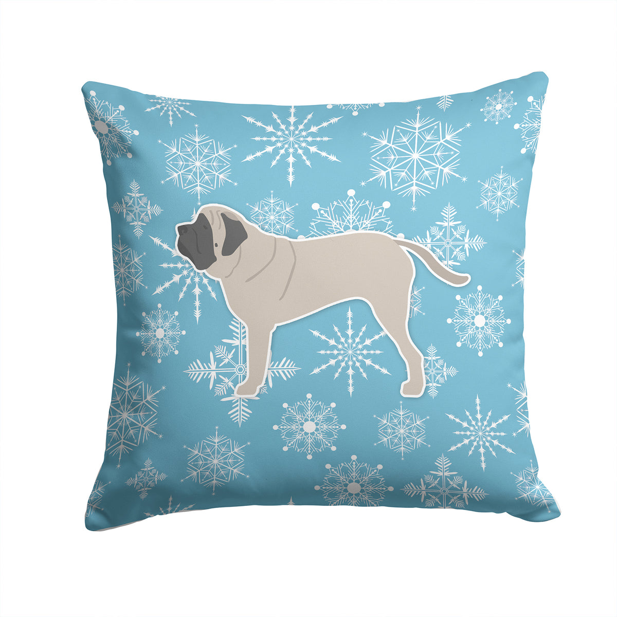 Winter Snowflake English Mastiff Fabric Decorative Pillow BB3556PW1414 - the-store.com