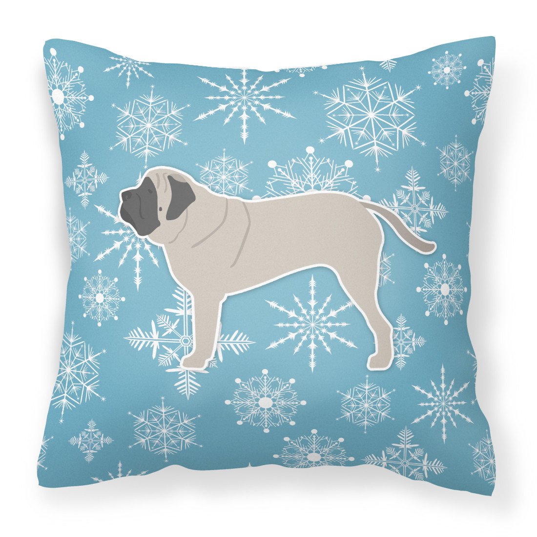 Winter Snowflake English Mastiff Fabric Decorative Pillow BB3556PW1818 by Caroline&#39;s Treasures