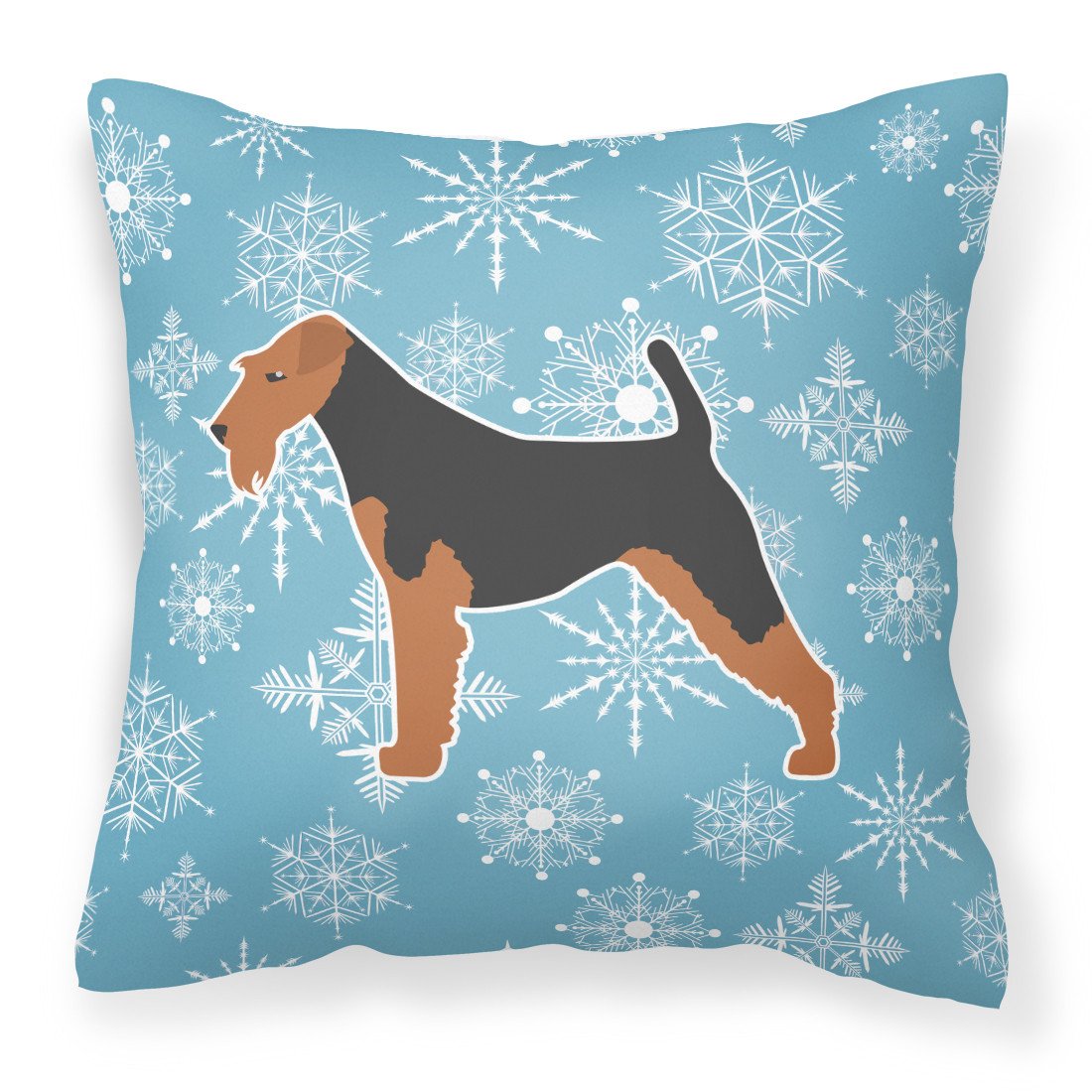 Winter Snowflake Airedale Terrier Fabric Decorative Pillow BB3557PW1818 by Caroline&#39;s Treasures