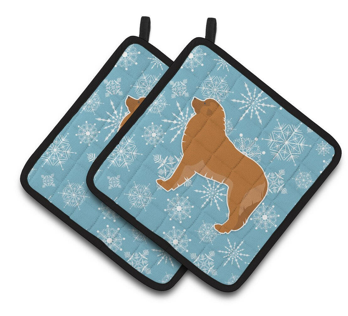 Winter Snowflake Leonberger Pair of Pot Holders BB3558PTHD by Caroline&#39;s Treasures