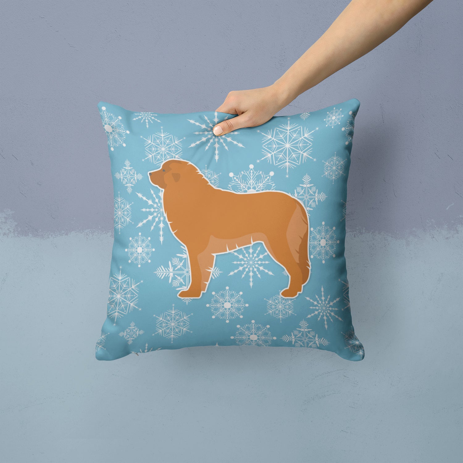 Winter Snowflake Leonberger Fabric Decorative Pillow BB3558PW1414 - the-store.com