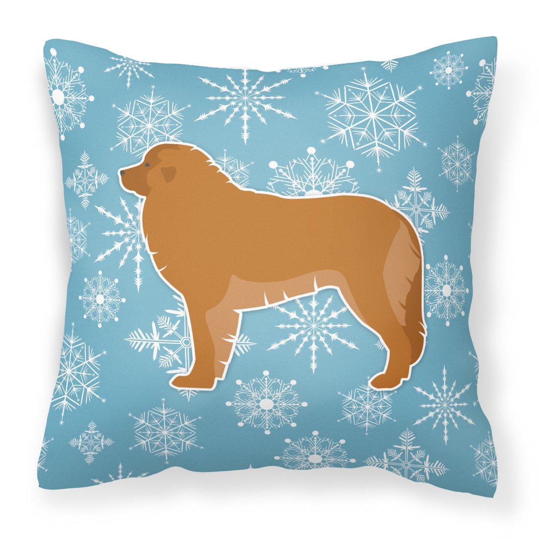 Winter Snowflake Leonberger Fabric Decorative Pillow BB3558PW1818 by Caroline&#39;s Treasures