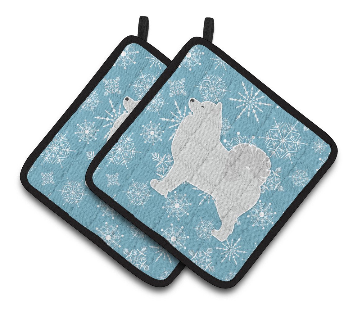 Winter Snowflake Samoyed Pair of Pot Holders BB3559PTHD by Caroline&#39;s Treasures