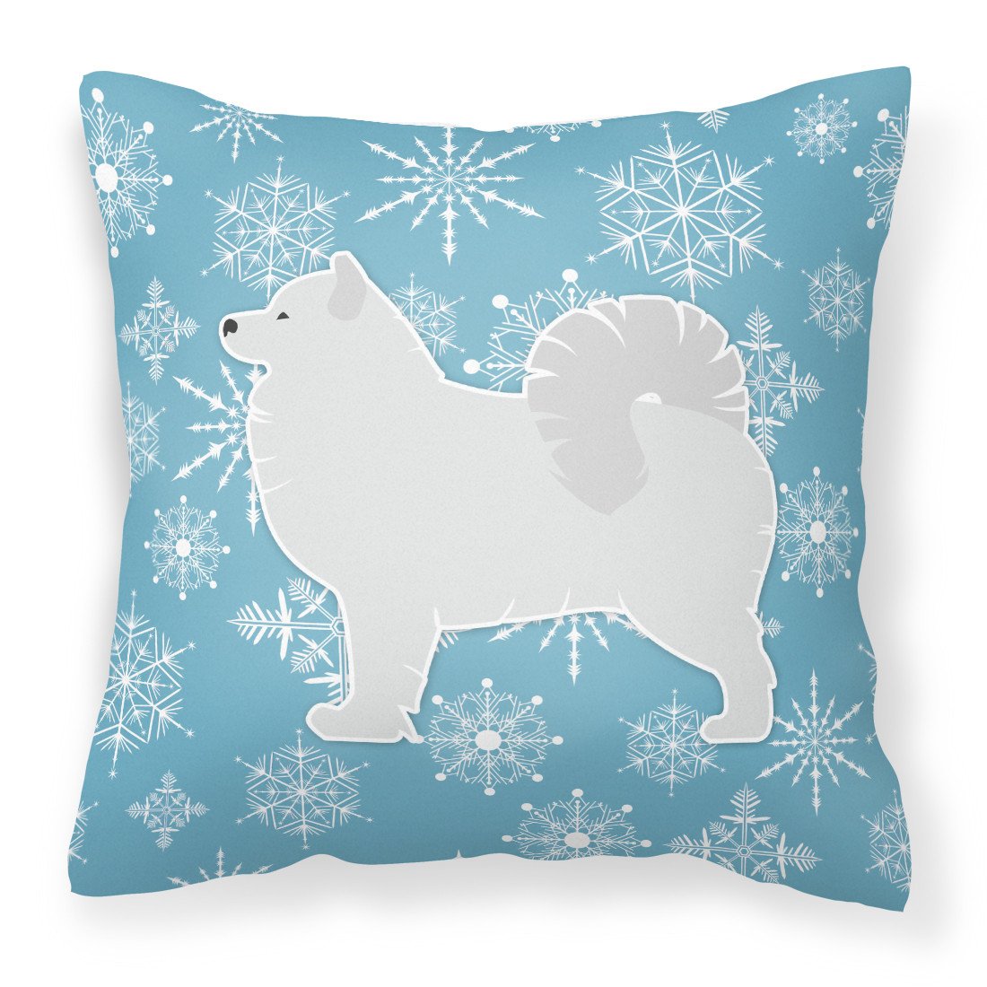 Winter Snowflake Samoyed Fabric Decorative Pillow BB3559PW1818 by Caroline&#39;s Treasures